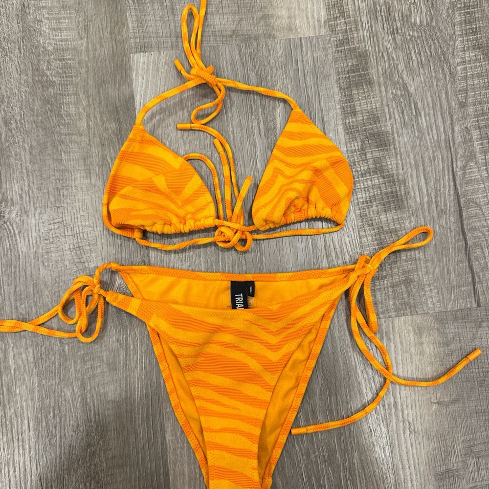Triangl Orange Zebra Print Bikini Set